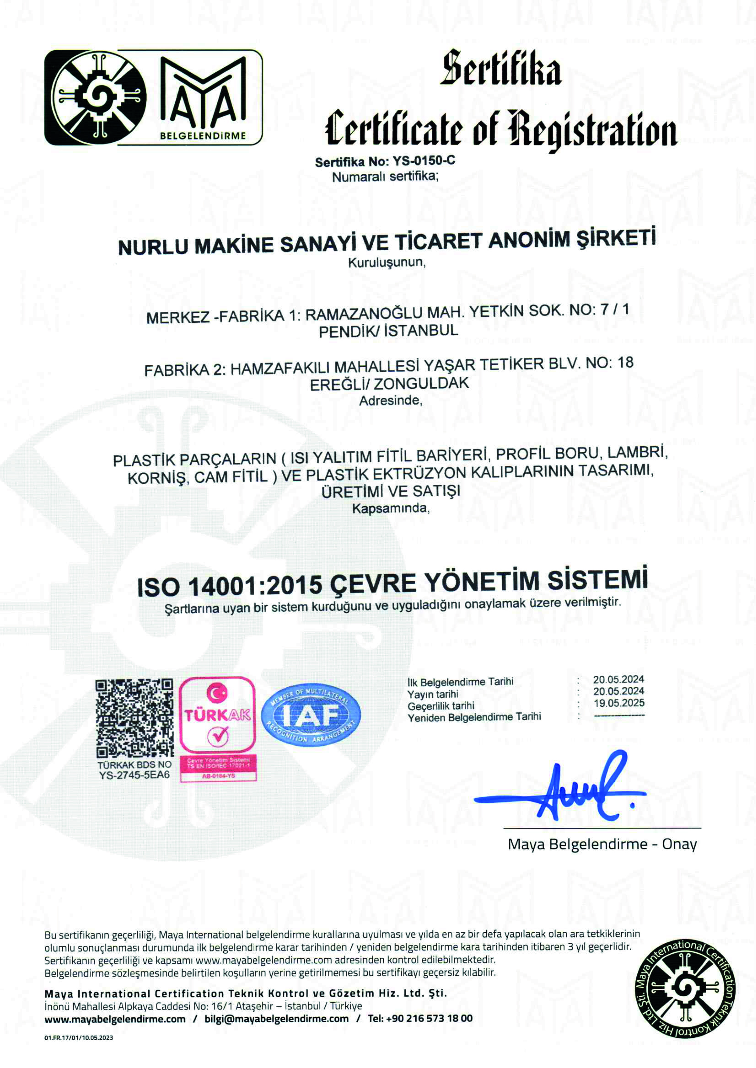 ISO 14001:2015 Certificate