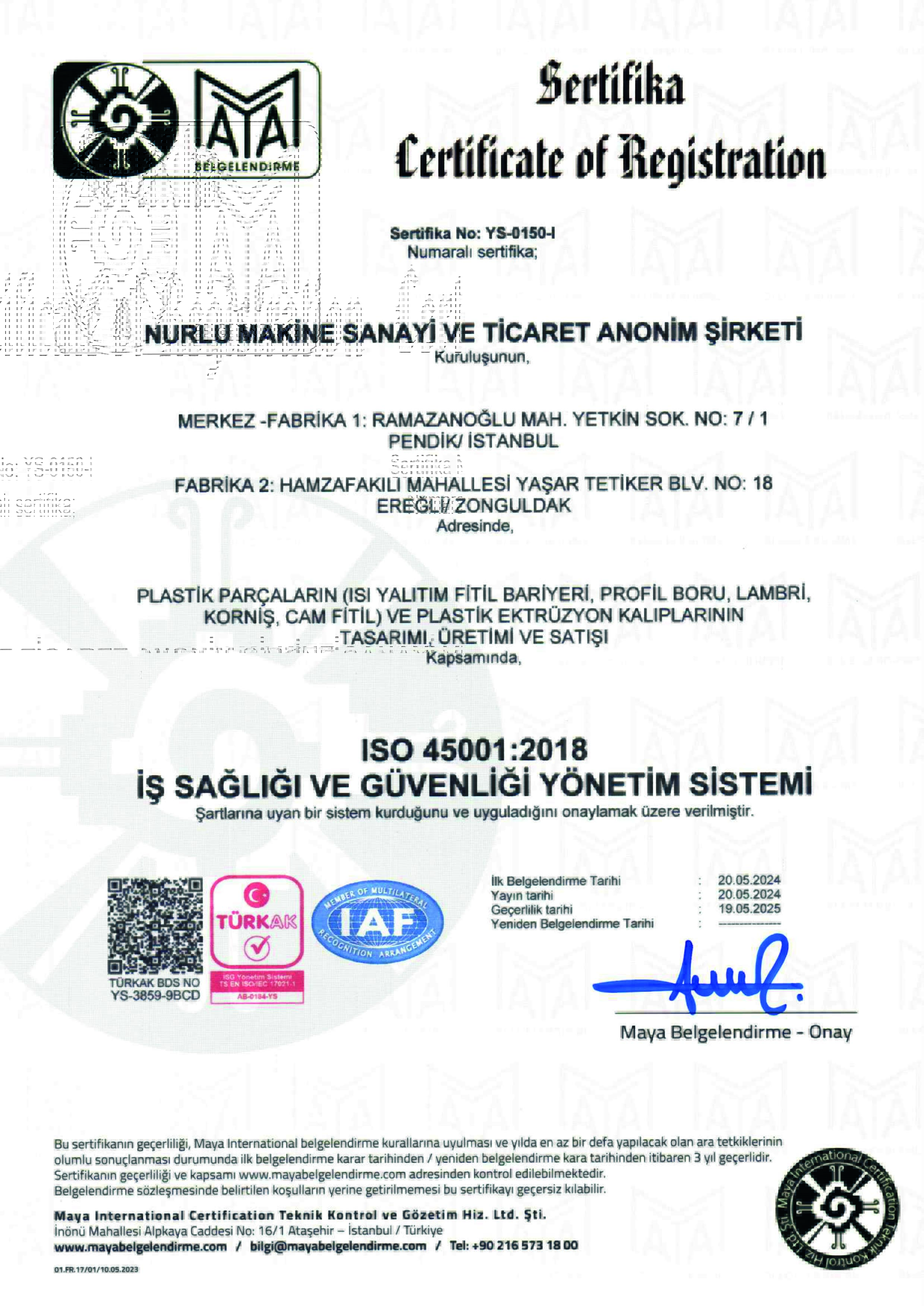 ISO 45001:2018 Certificate